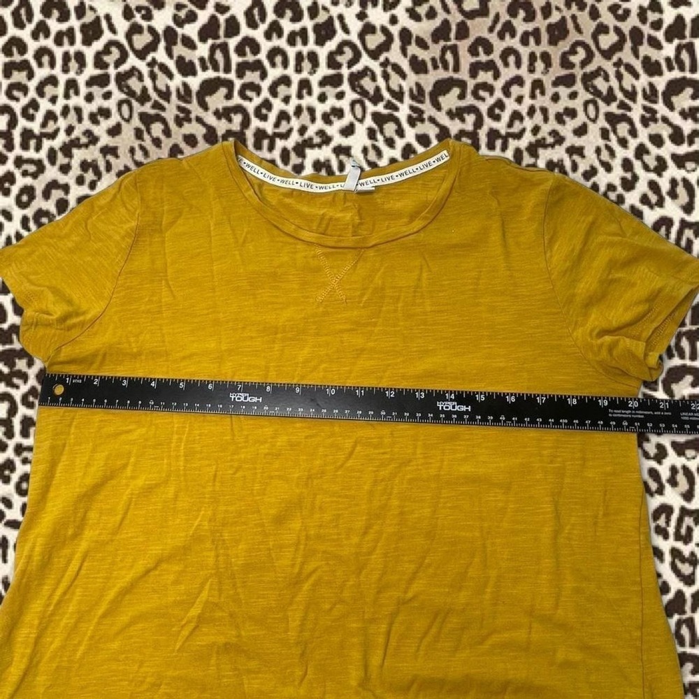 Mustard Yellow Knit Tie Front Tee Shirt L - Picture 6 of 6